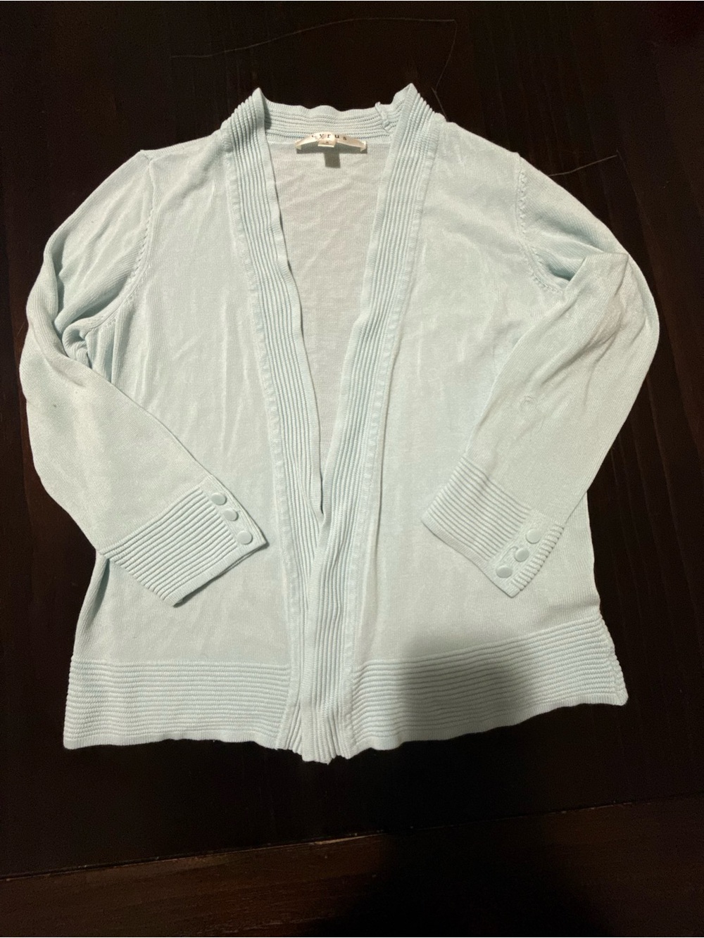 Cyrus Light Blue Open-Front Cardigan with Button Cuffs